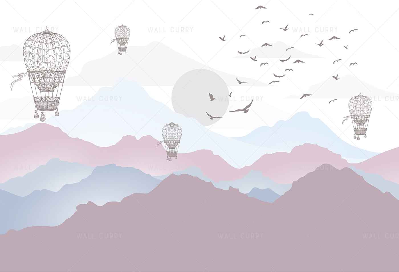 Pastle Mountains and Hot Air Baloons