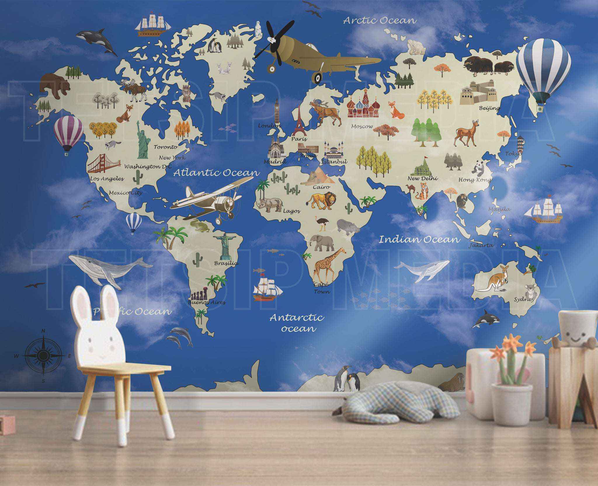 World Map - Blue