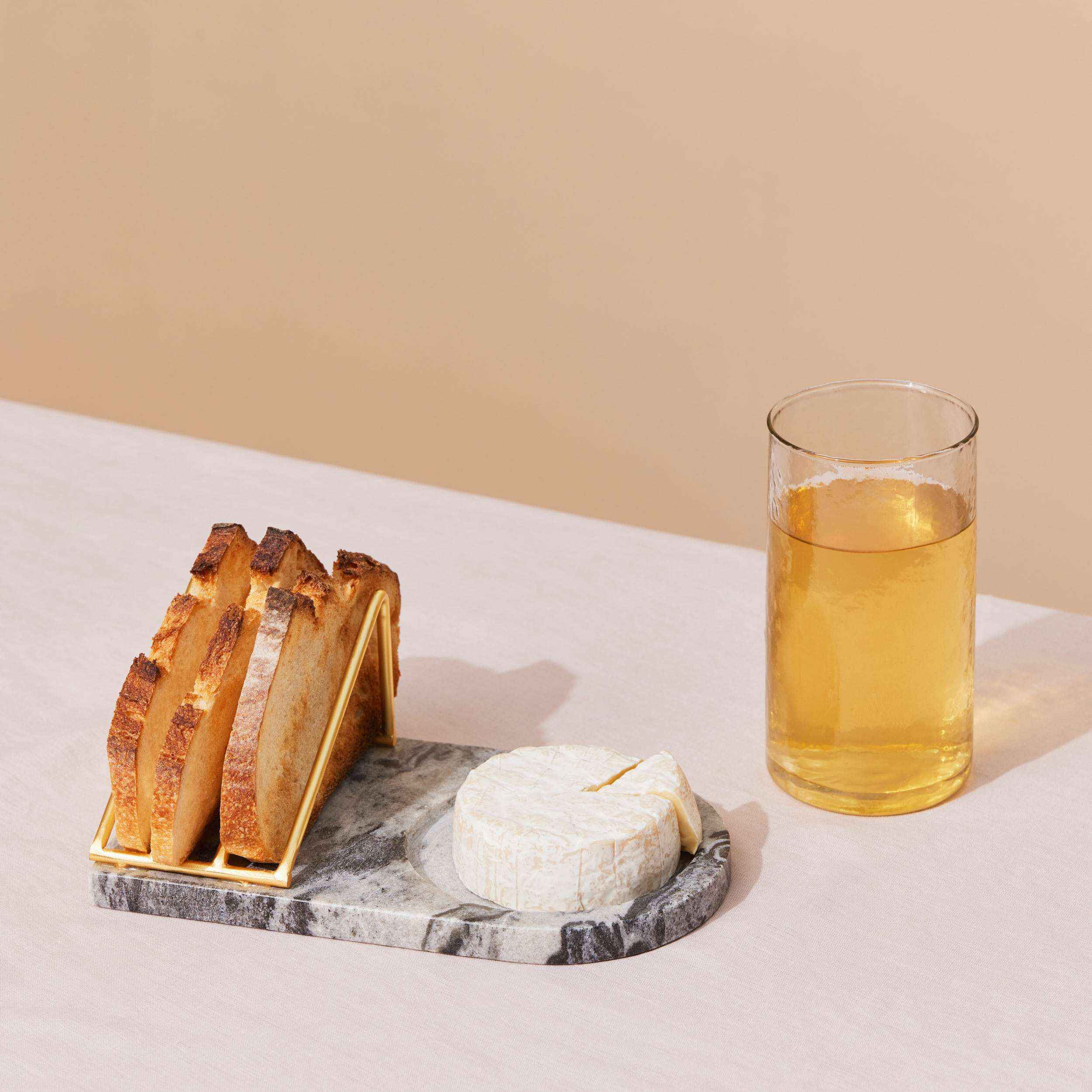 Pure white marble tray with brass feet