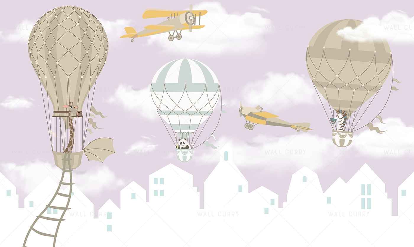 Pastle Mountains and Hot Air Baloons
