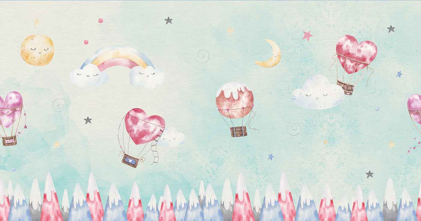 Pastle Mountains and Hot Air Baloons