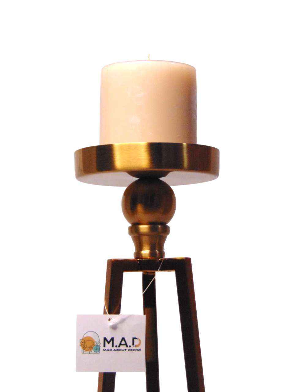 CANDLE HOLDER WITH CRYSTAL BALL-SM