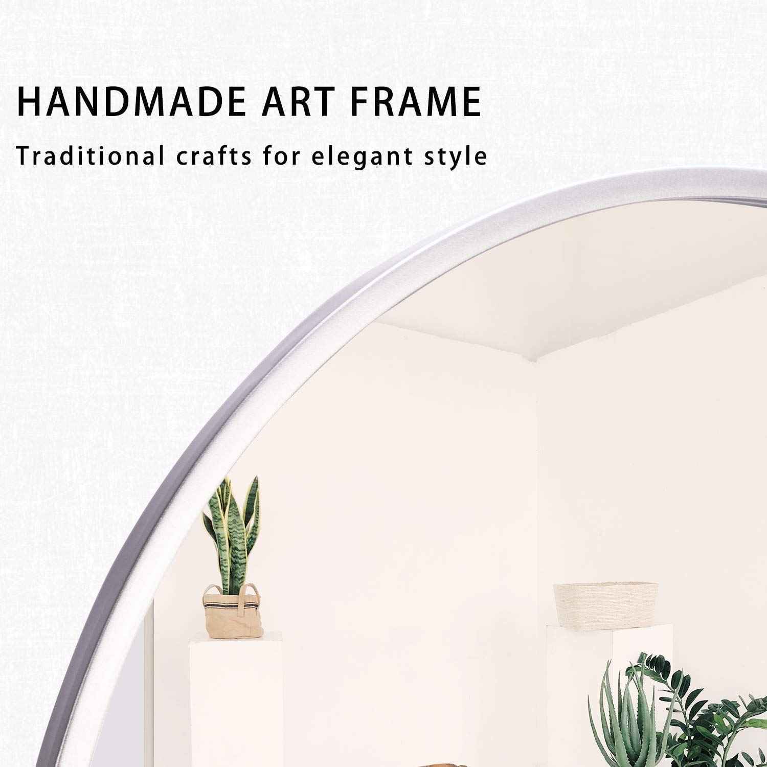 Grey Wall Wood Frame Decor Mirror