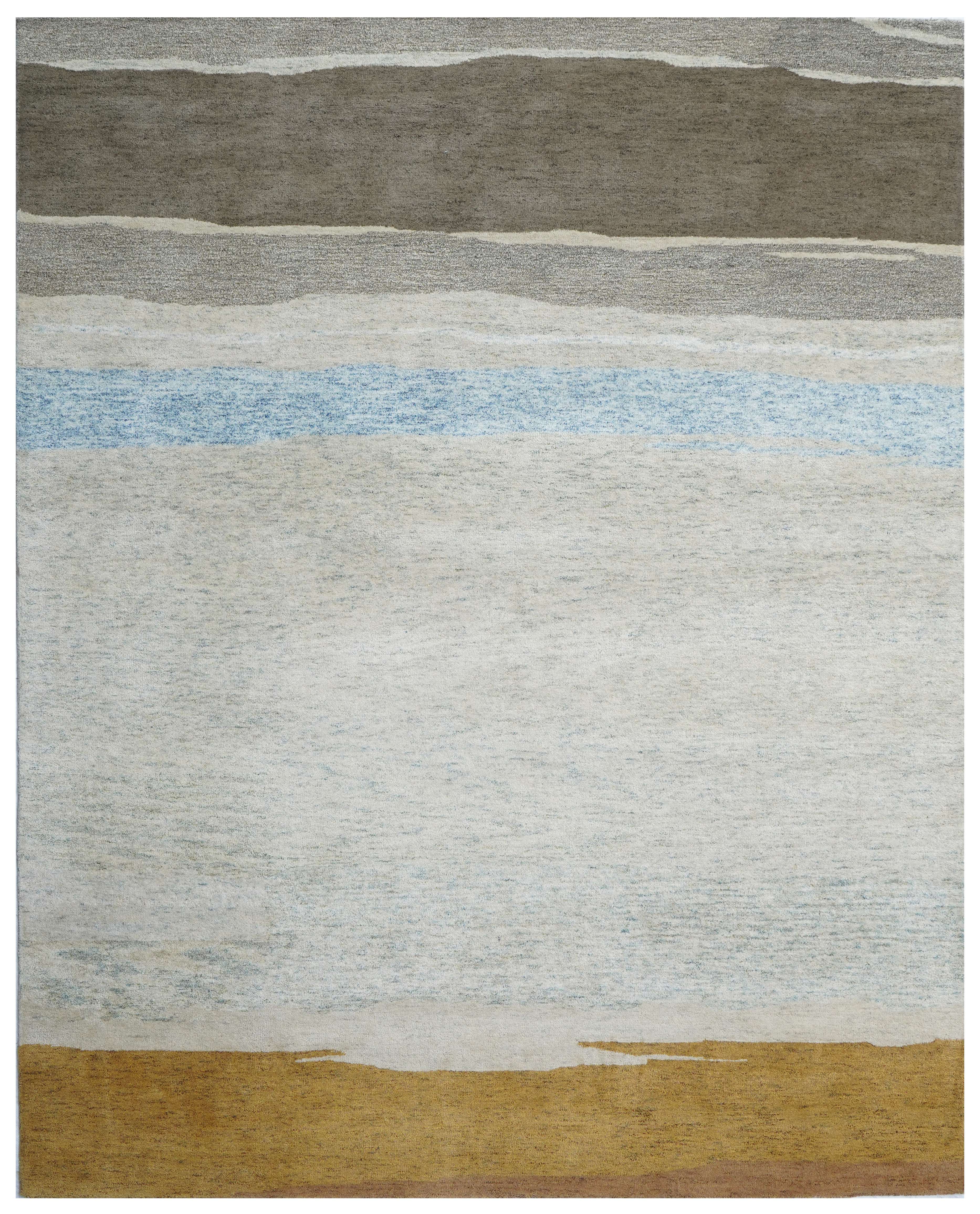 BLUE STRIPPED CUT PILE RUG