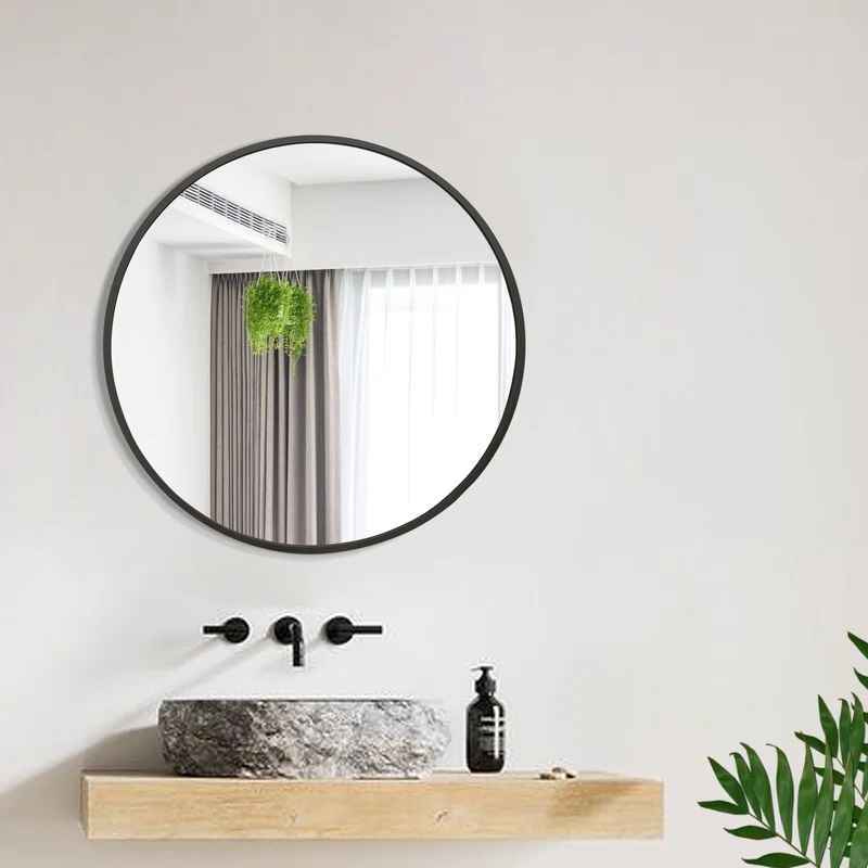 Wood Round Wall Mirror