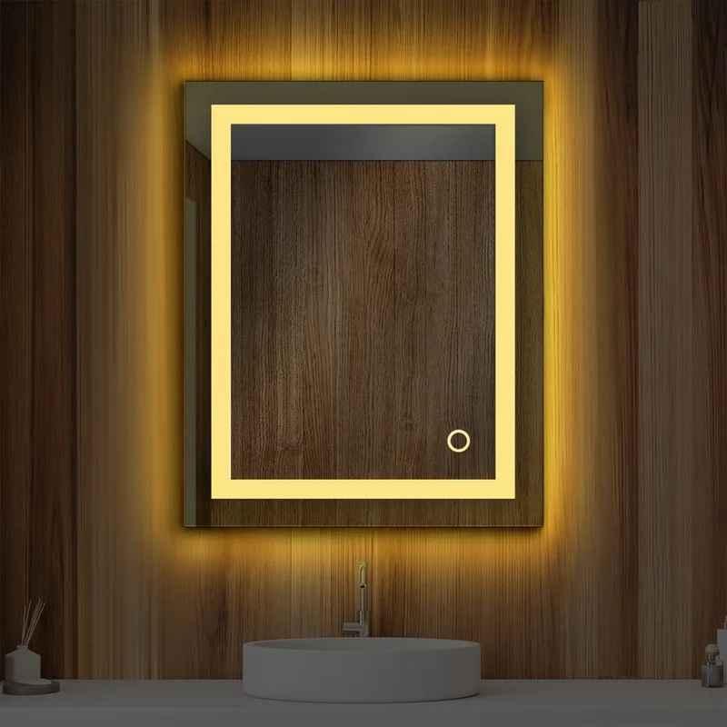 Grey Wall Wood Frame Decor Mirror