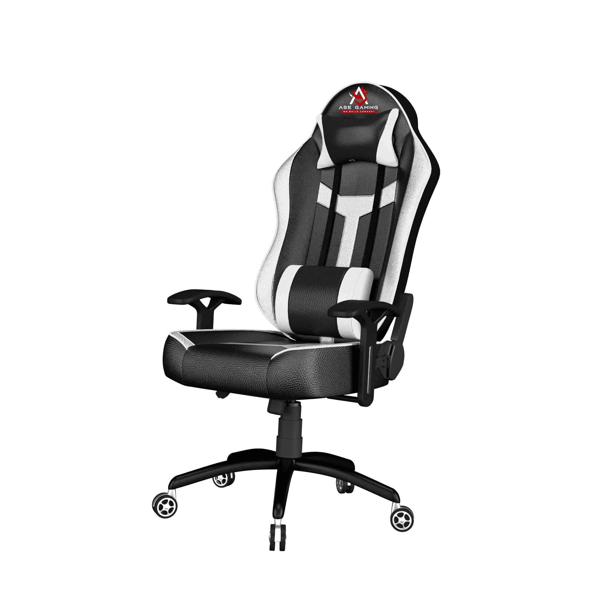 ASE Gaming Gold Series Gaming Chair with 180 Degree Recline (White & Black)