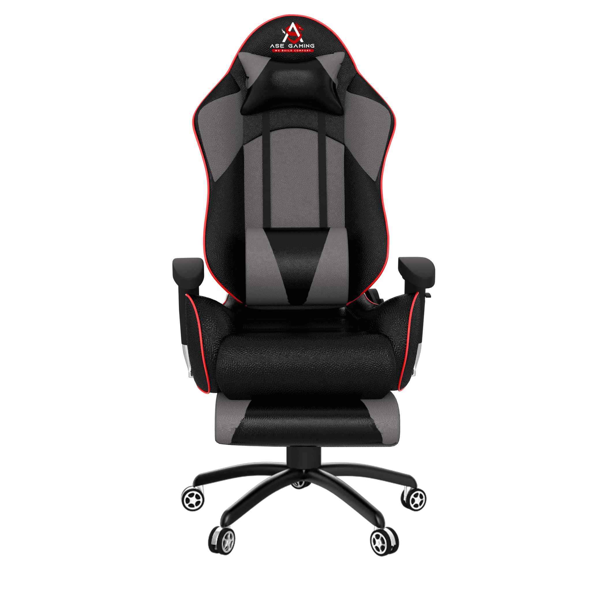 ASE Gaming Gold Series Gaming Chair With Footrest (Grey & Black)