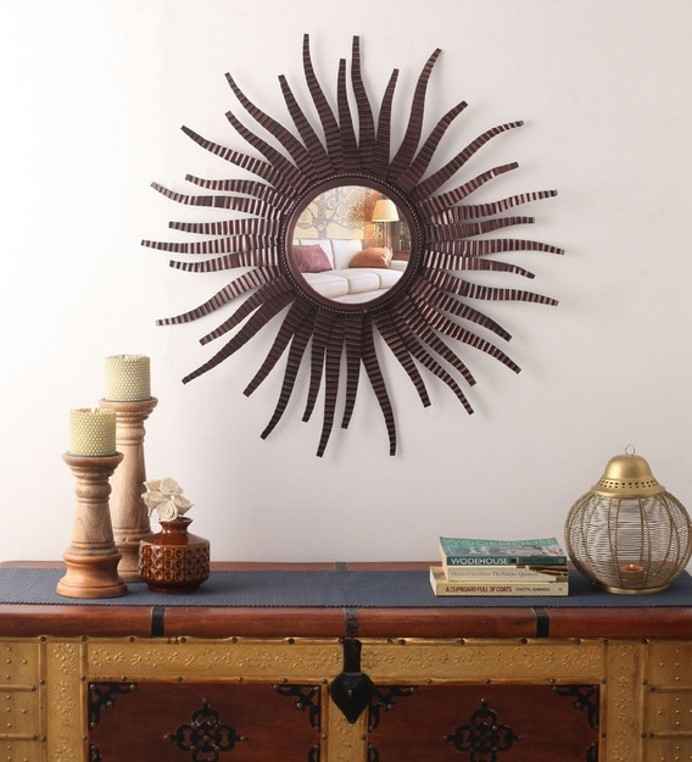 Golden Round Wall Mirror