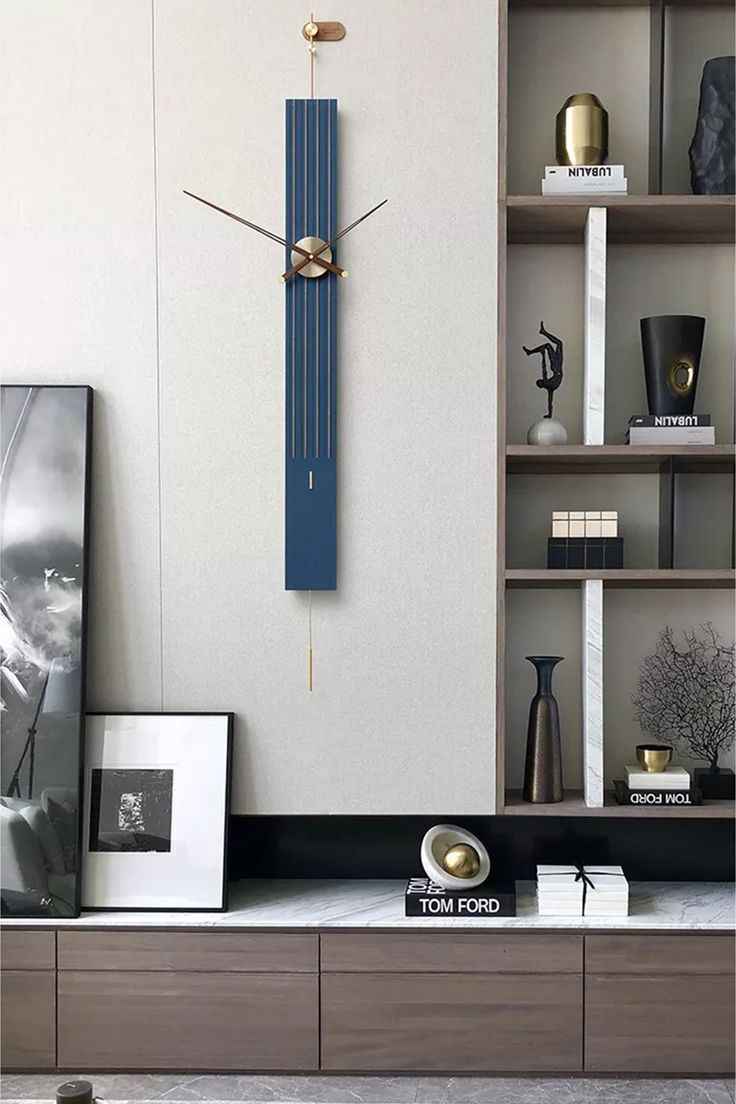 U-Turn Wood Wall Clock (Blue&White)