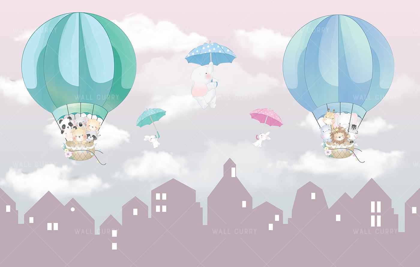 Pastle Mountains and Hot Air Baloons