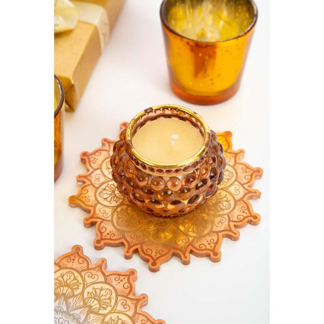 Almond Aesthetic Resin Art Round Coasters