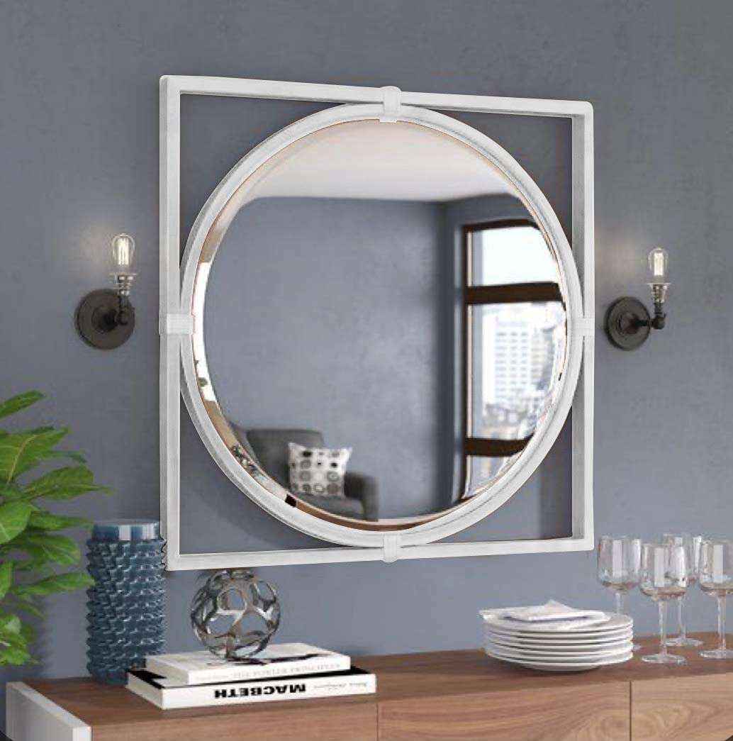 Grey Wall Wood Frame Decor Mirror