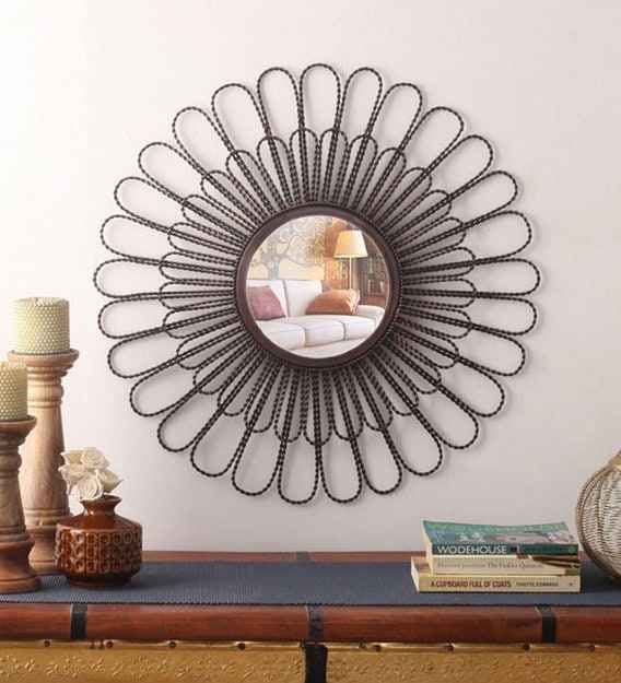 Golden Round Wall Mirror