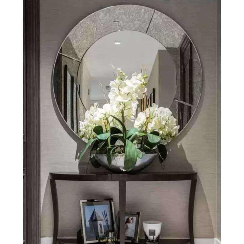 Grey Wall Wood Frame Decor Mirror