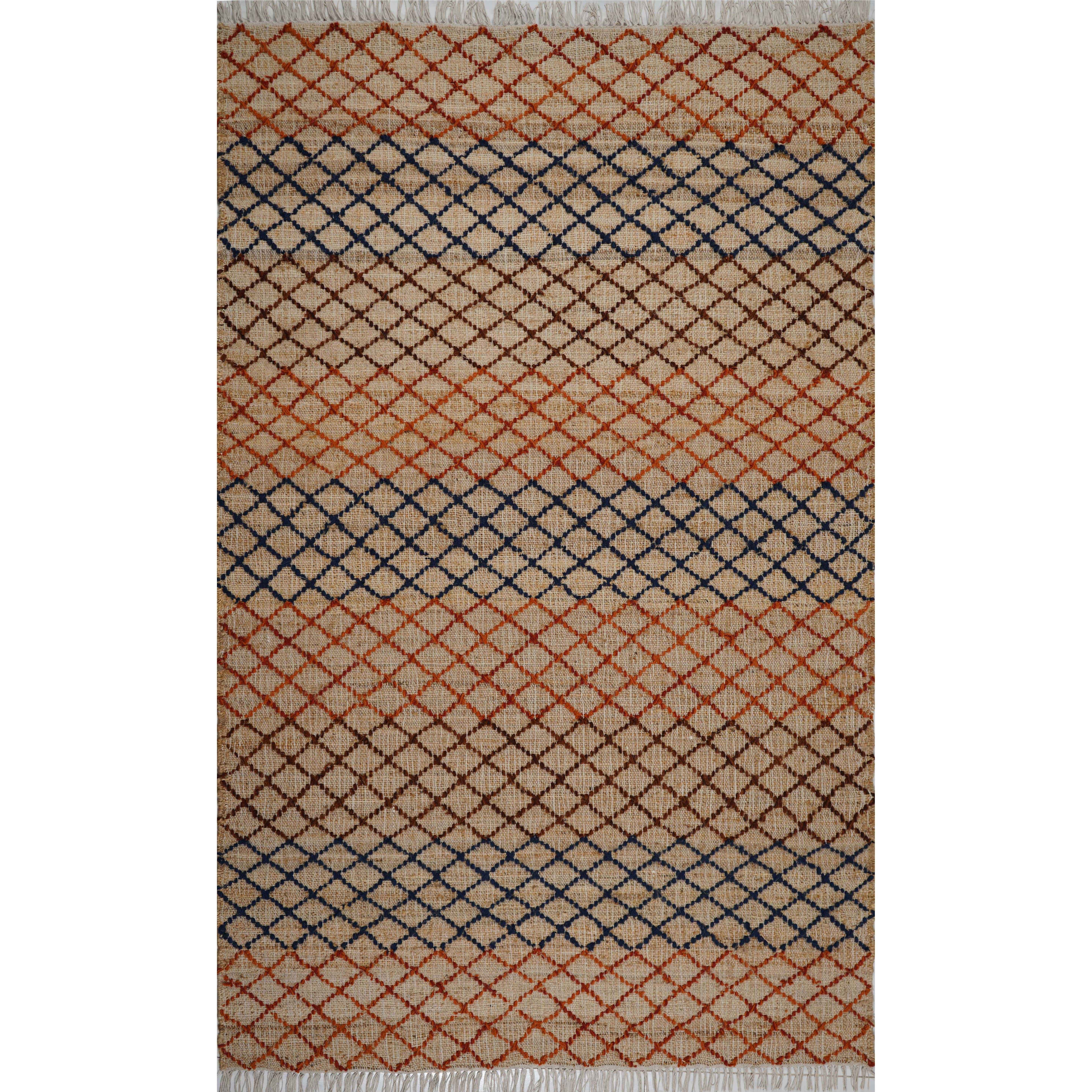 CREAM & BROWN SPIDER WEAVE RUG