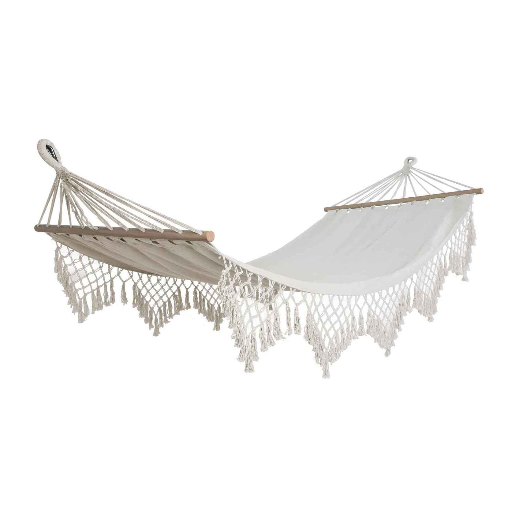 Hangit Macrame Swing chair with deco fringes and cushions - Blue