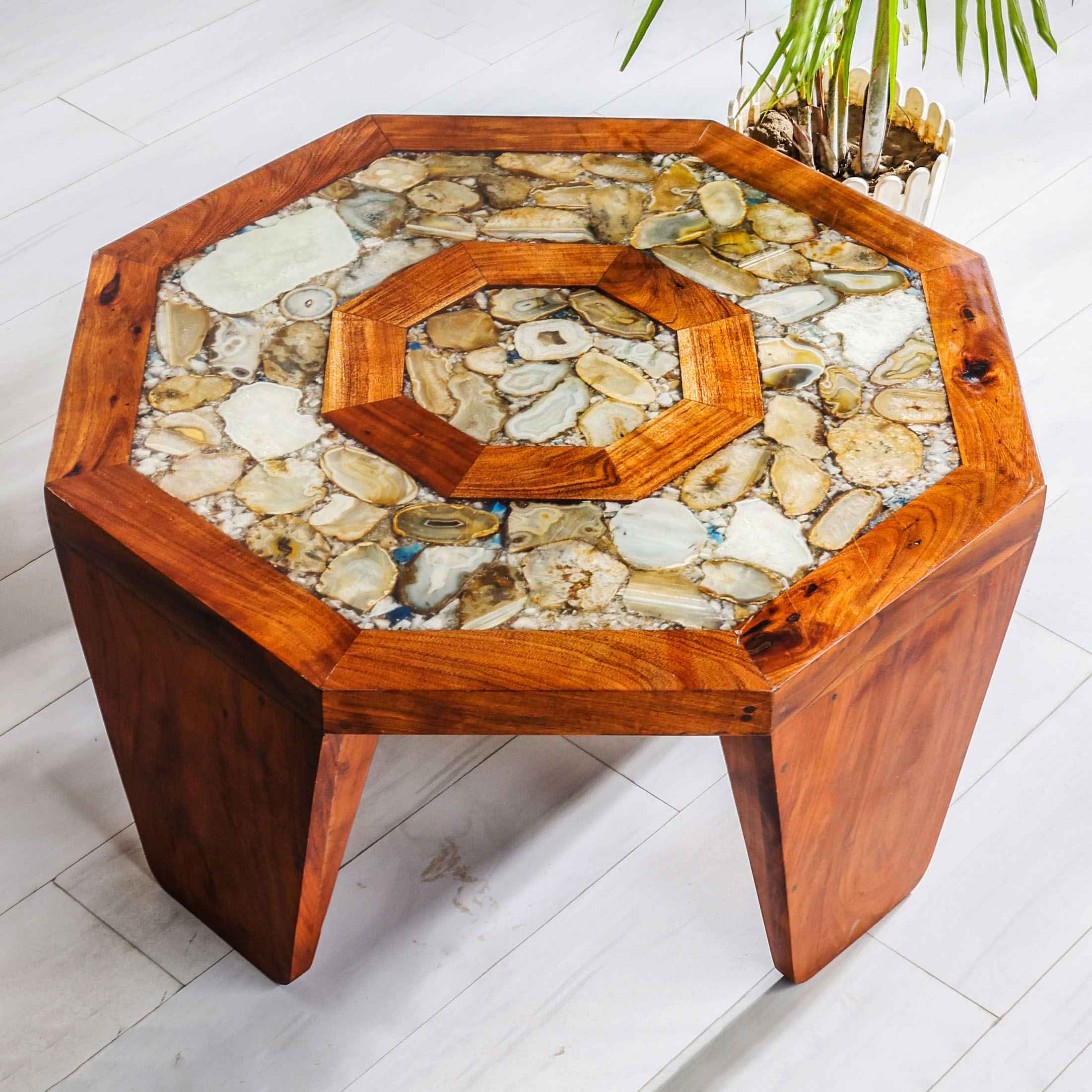 Dual Tiered Gold Marble Side Table Gold