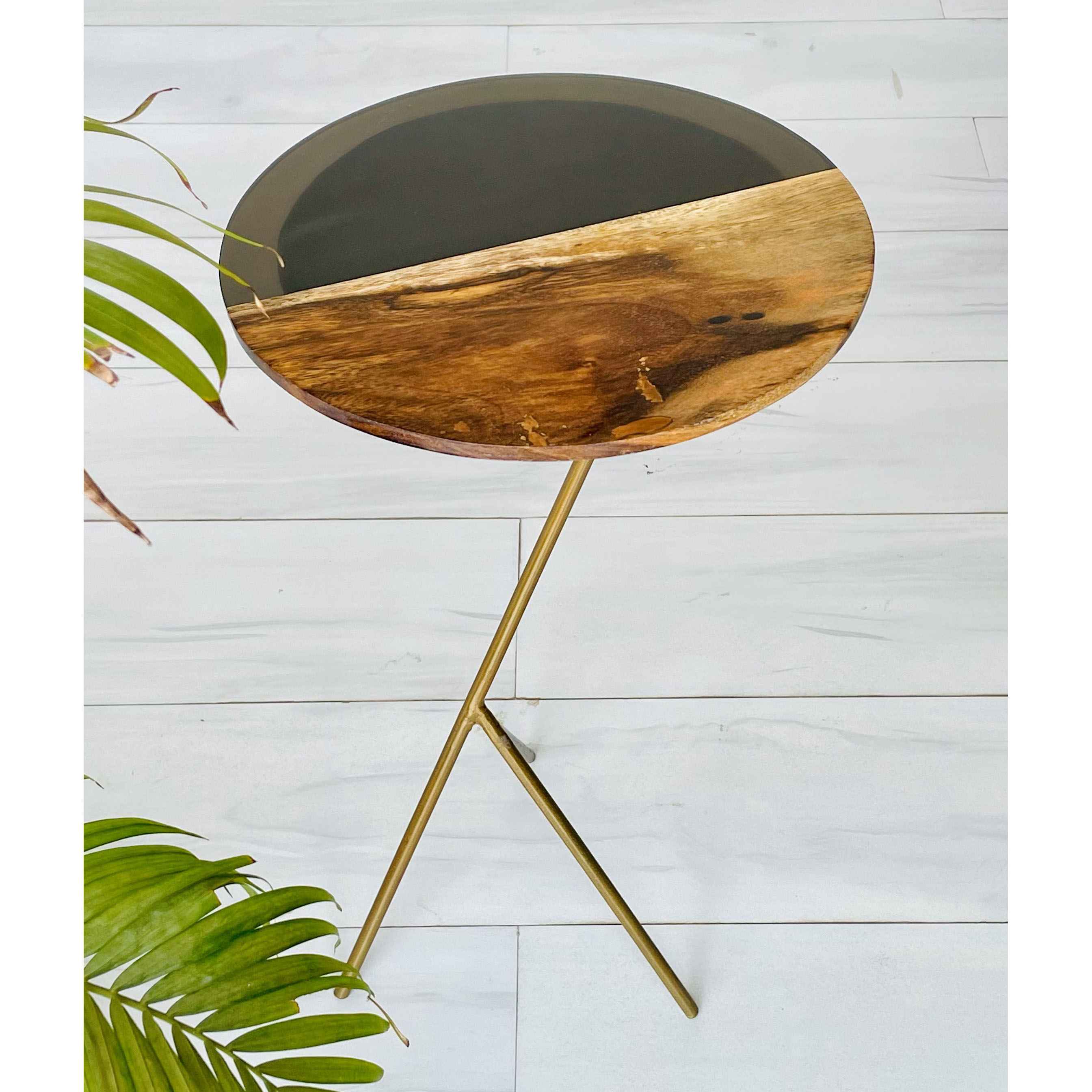 Three-Tiered Gold and Marble Side Table
