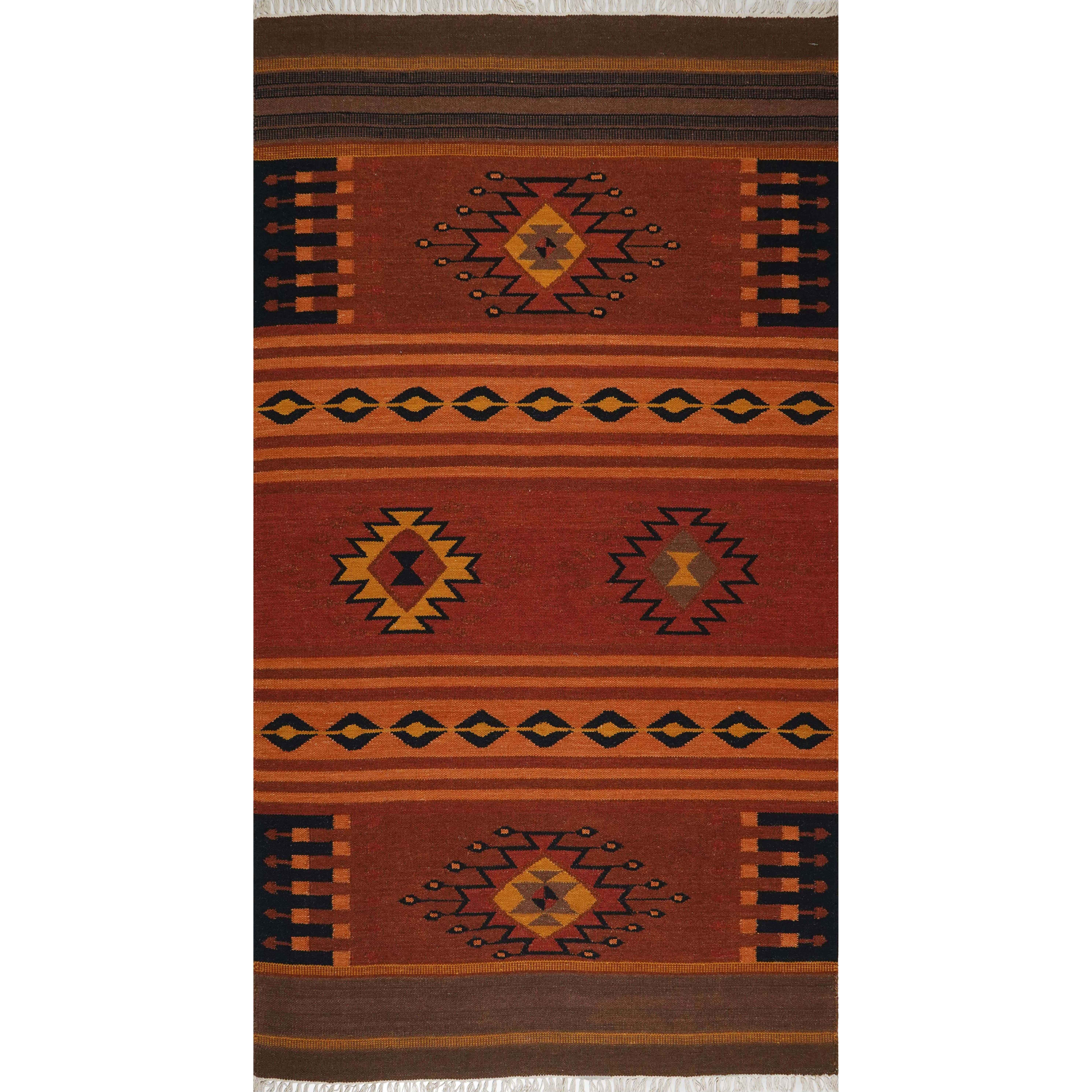 CREAM & BROWN SPIDER WEAVE RUG