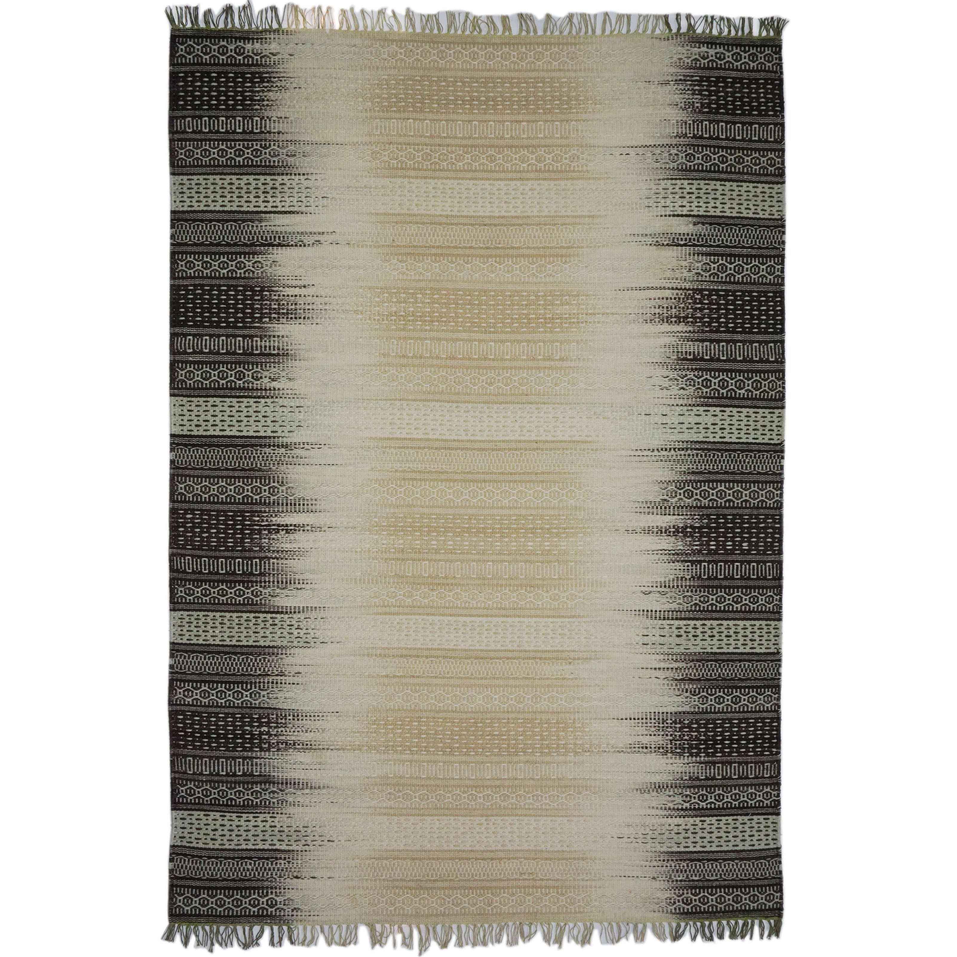 CREAM & BROWN SPIDER WEAVE RUG