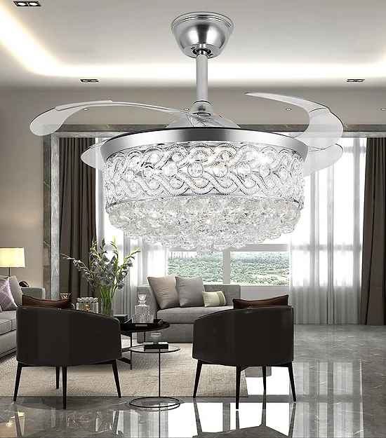 Tiara Silver Chandelier Fan