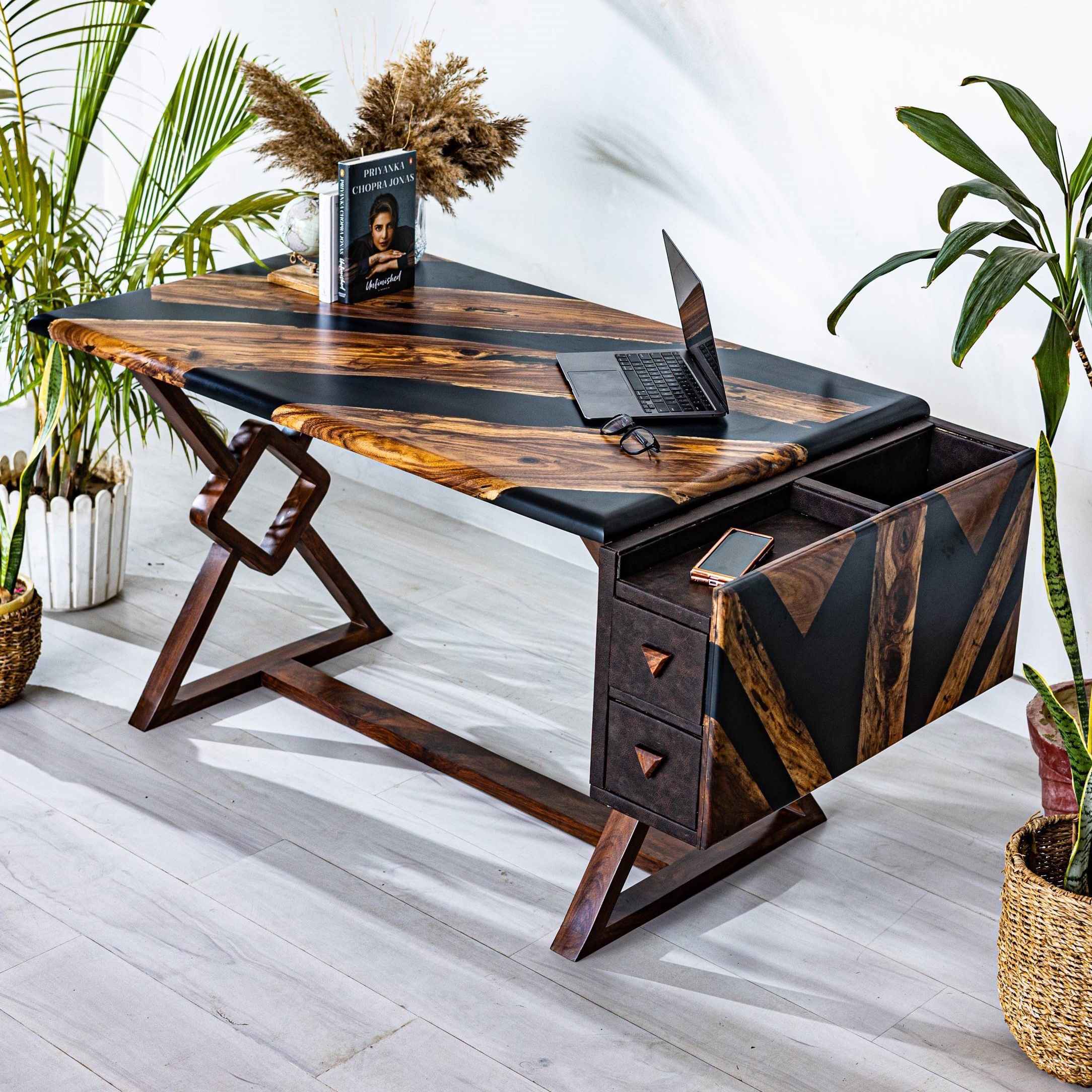 Three-Tiered Gold and Marble Side Table