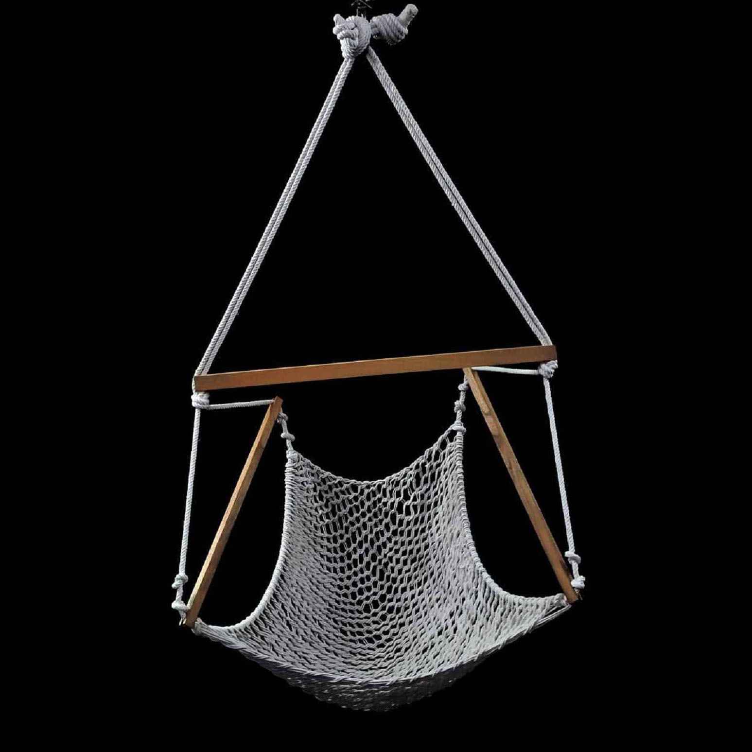 Hangit Macrame Swing chair with deco fringes and cushions - Brown