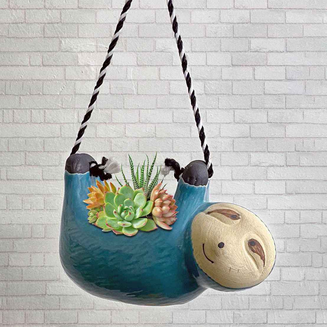 Metal Hanging Planter with Jute Rope