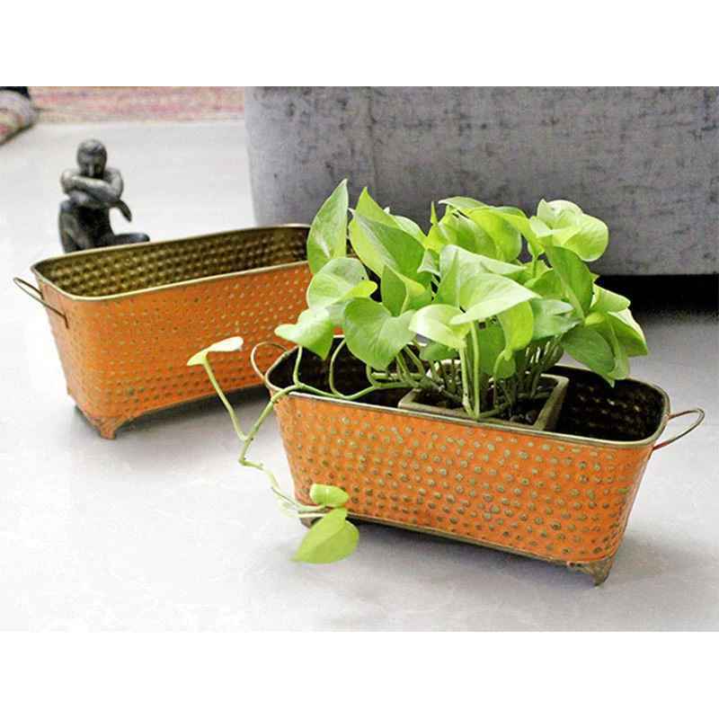 Metal Hanging Planter with Jute Rope