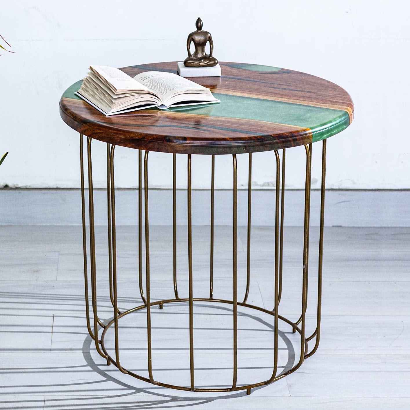 Three-Tiered Gold and Marble Side Table