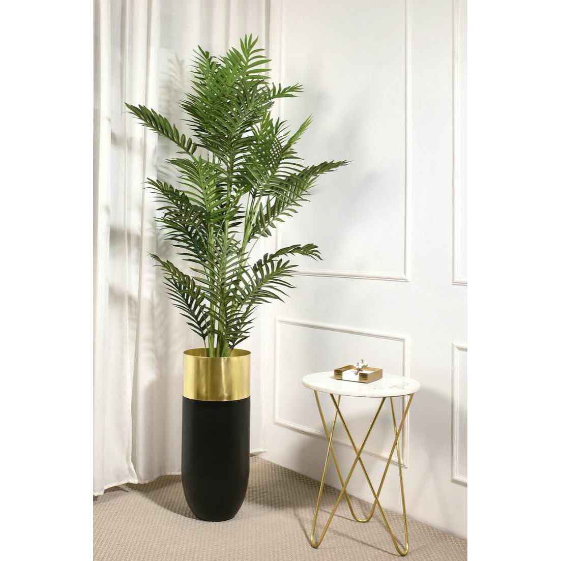 Midnight Gold Cylindrical Floor Planter