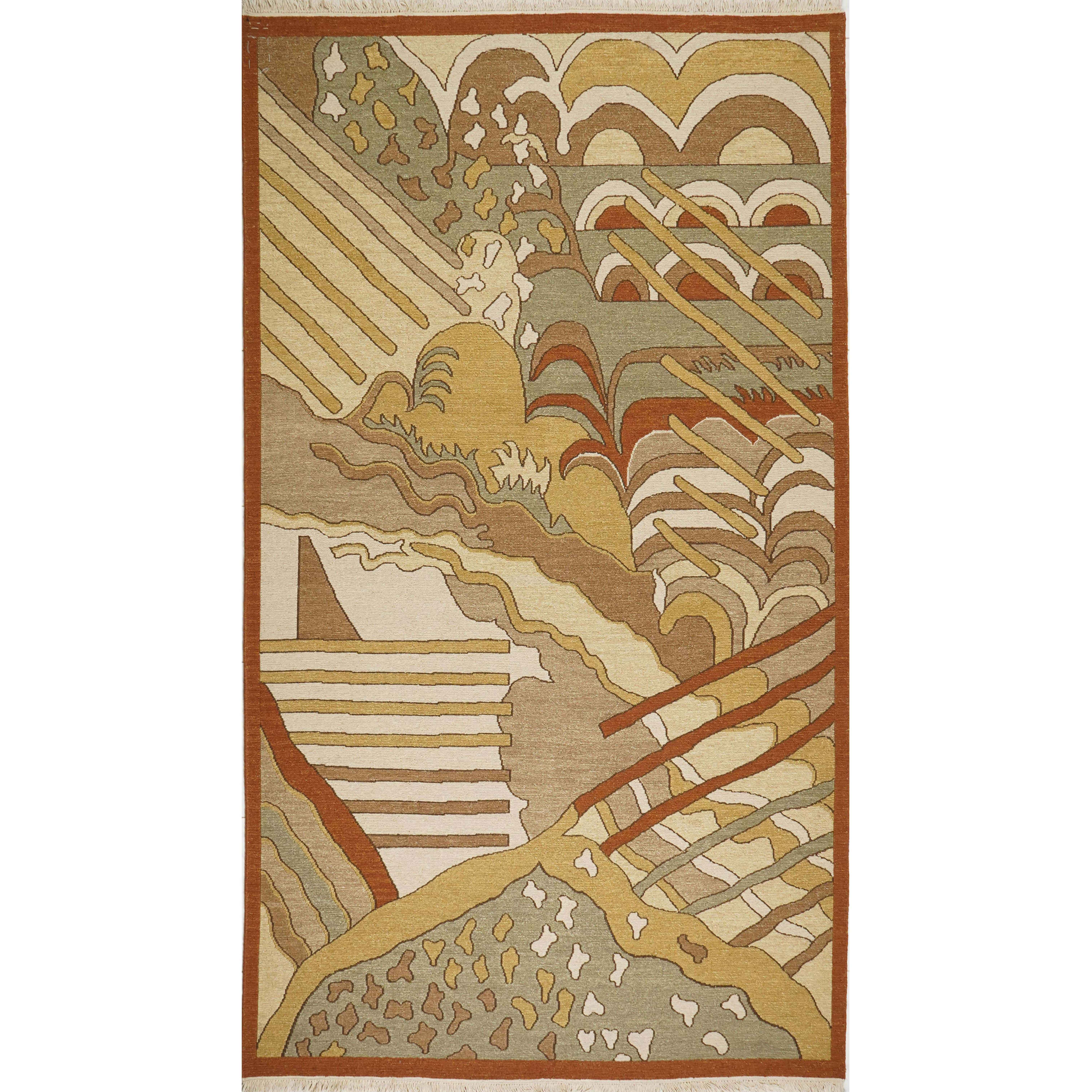 CREAM & BROWN SPIDER WEAVE RUG