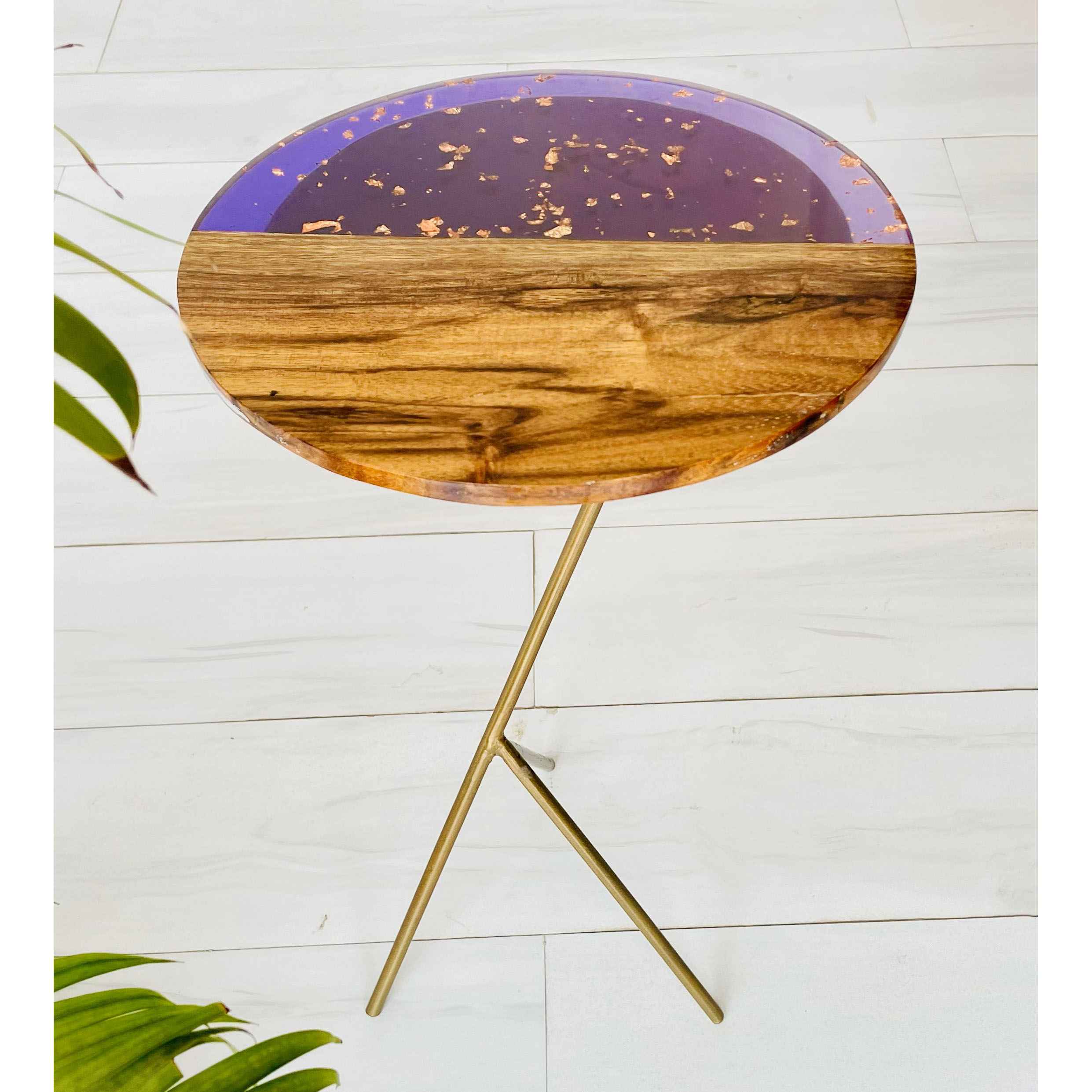 Dual Tiered Gold Marble Side Table Gold