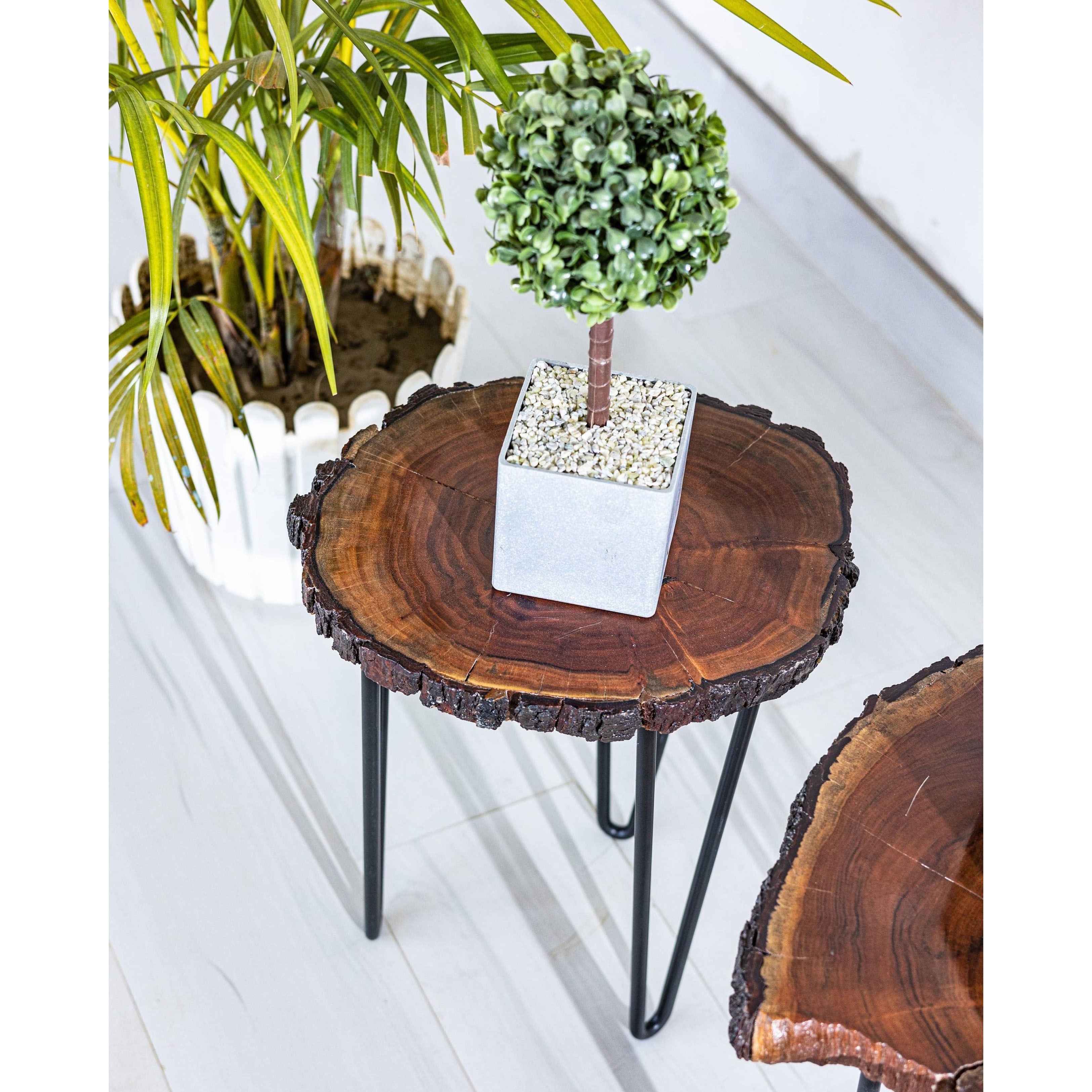 Dual Tiered Gold Marble Side Table Gold