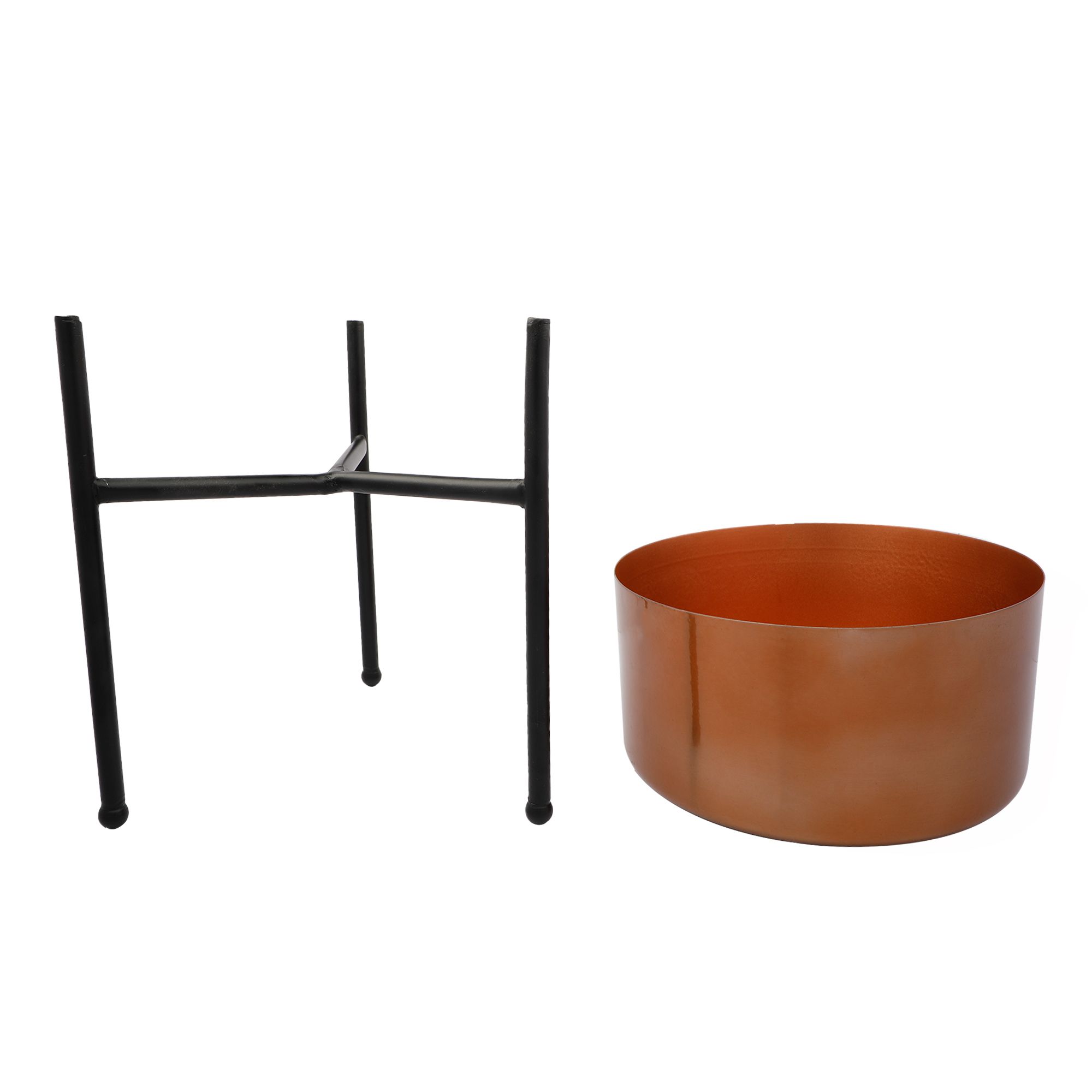 Glass Copper Metal Desk Planter Pot