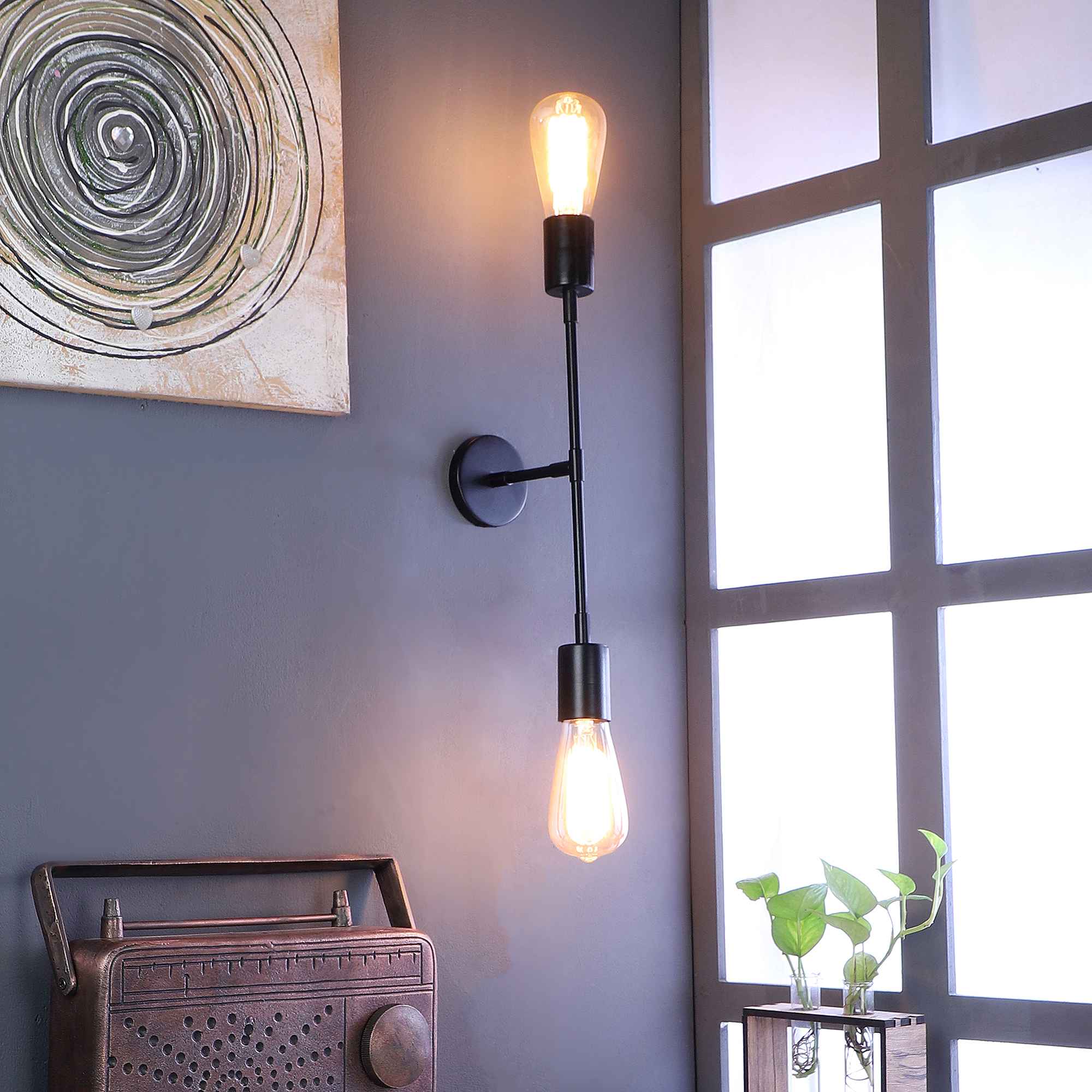 Vintage Industrial Black Metal Single Hanging Light
