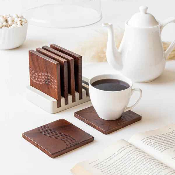 Almond Aesthetic Resin Art Round Coasters