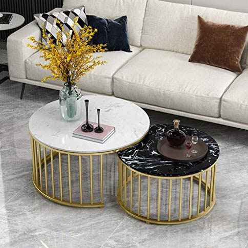 Three-Tiered Gold and Marble Side Table