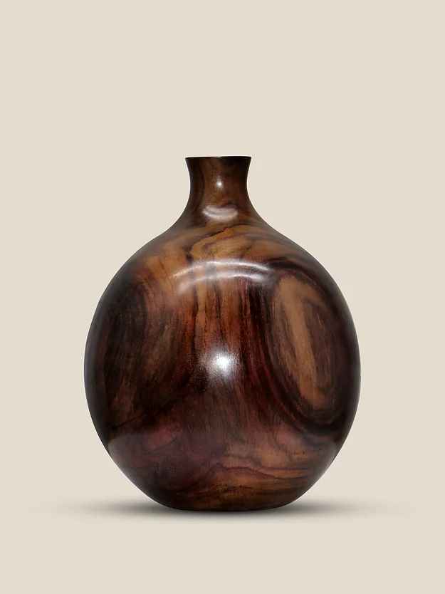 Rosewood Flower Vase Sphere Shaped