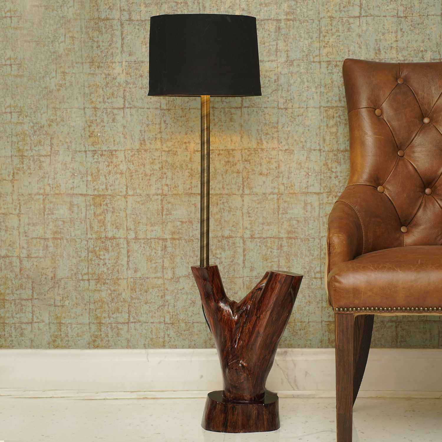 Rustic Wood slice floor Lamp (Sheesham Wood)