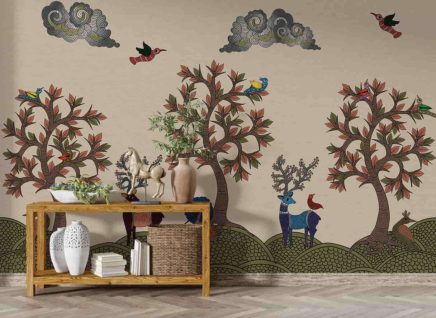 Ancient Indian Village Mural Wallpaper