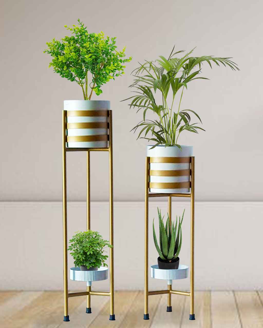 Enamel Indoor Desk Metal Planter Pot With Stand