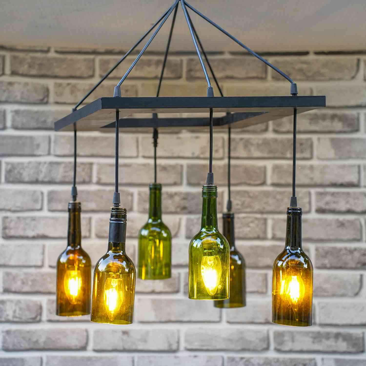 Multi Bulb Ceiling Lamp (Recycled Bottles) - 4 Bottles