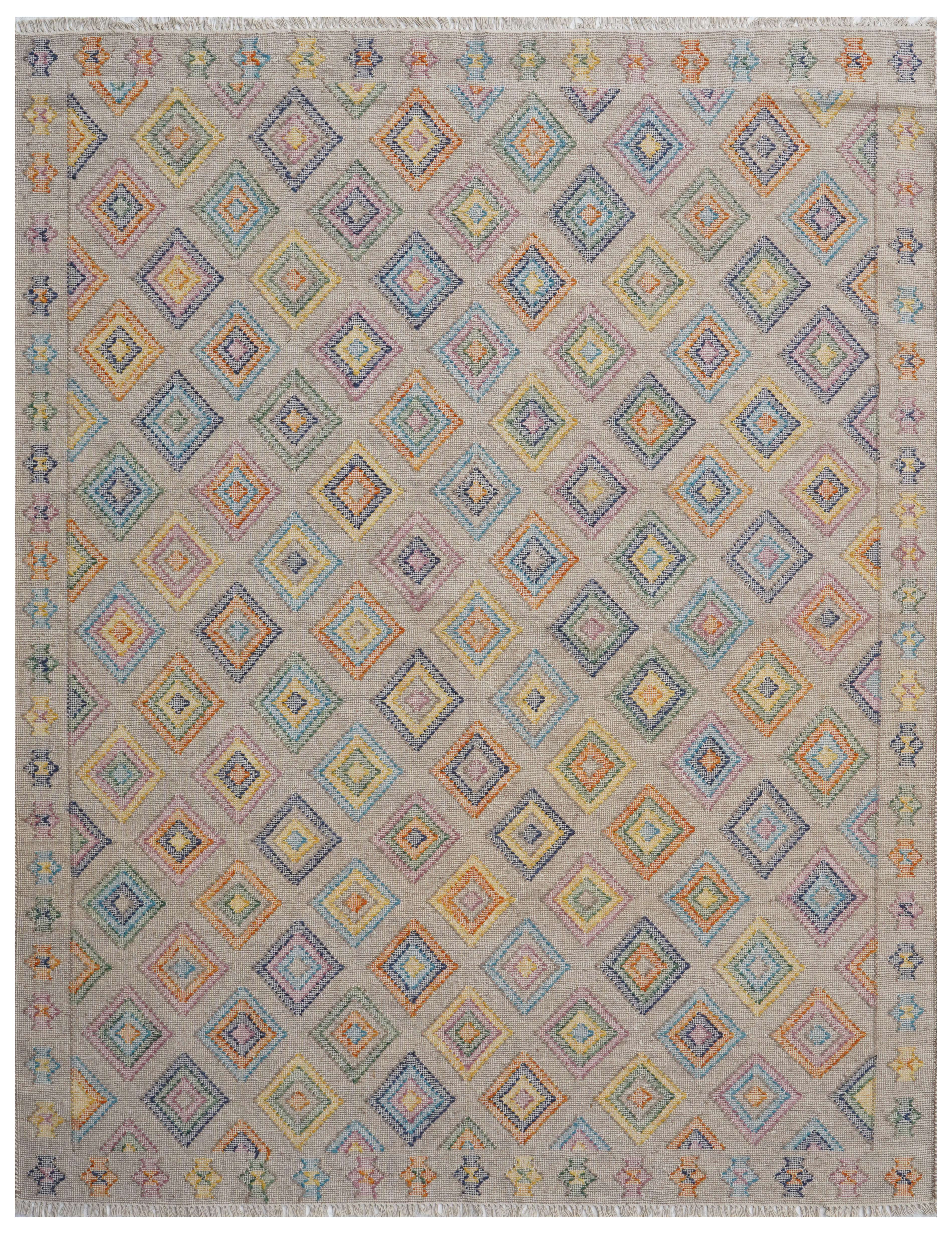 MULTICOLOR DIAMOND ON CREAM RUG