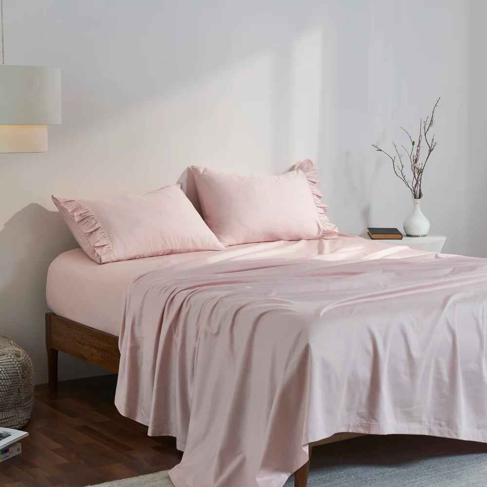 Ruffle Plain Bedsheet - 400Tc