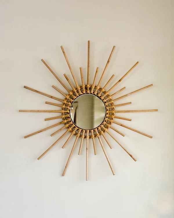 Sunshine Round Cane Mirror