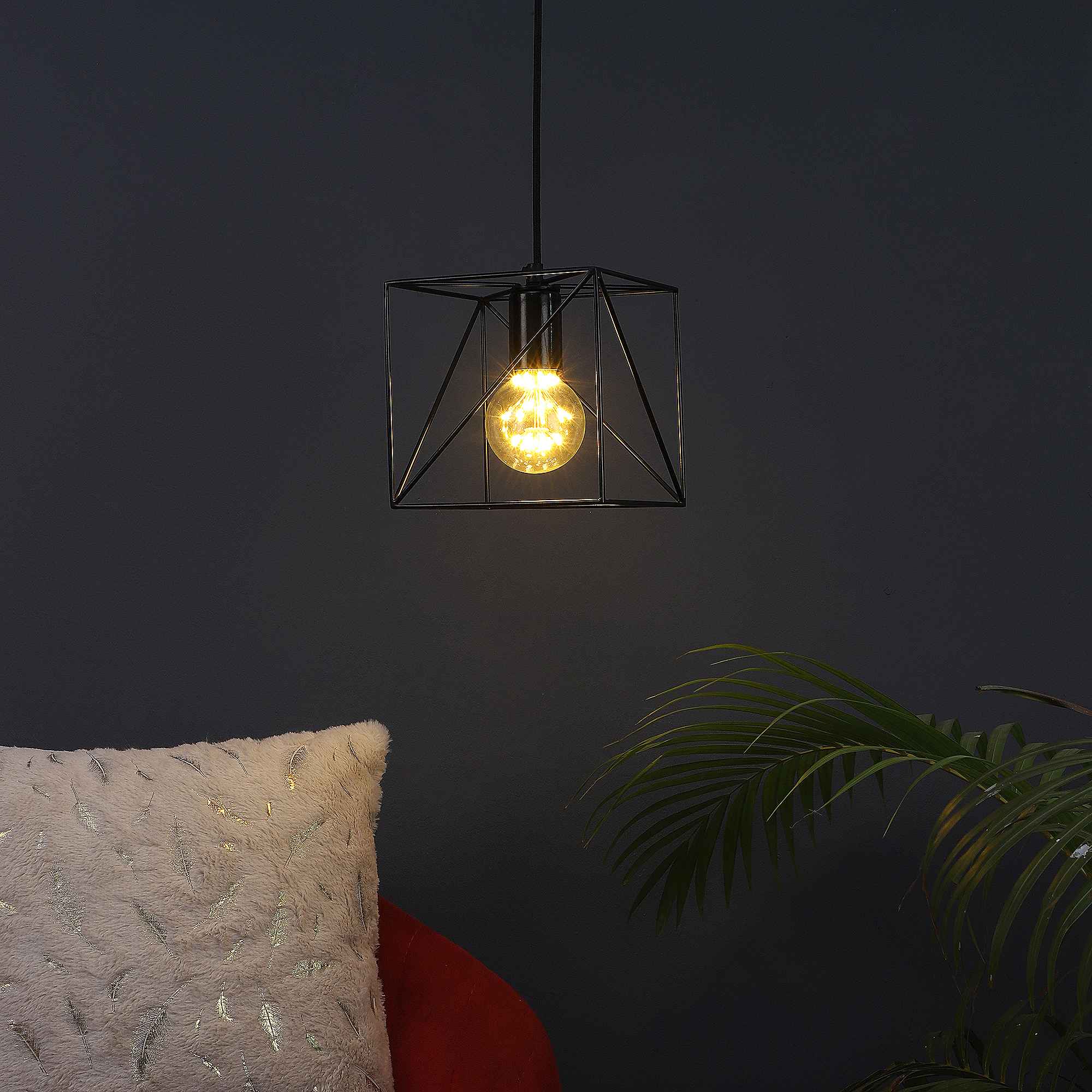 Vintage Industrial Black Metal Single Hanging Light
