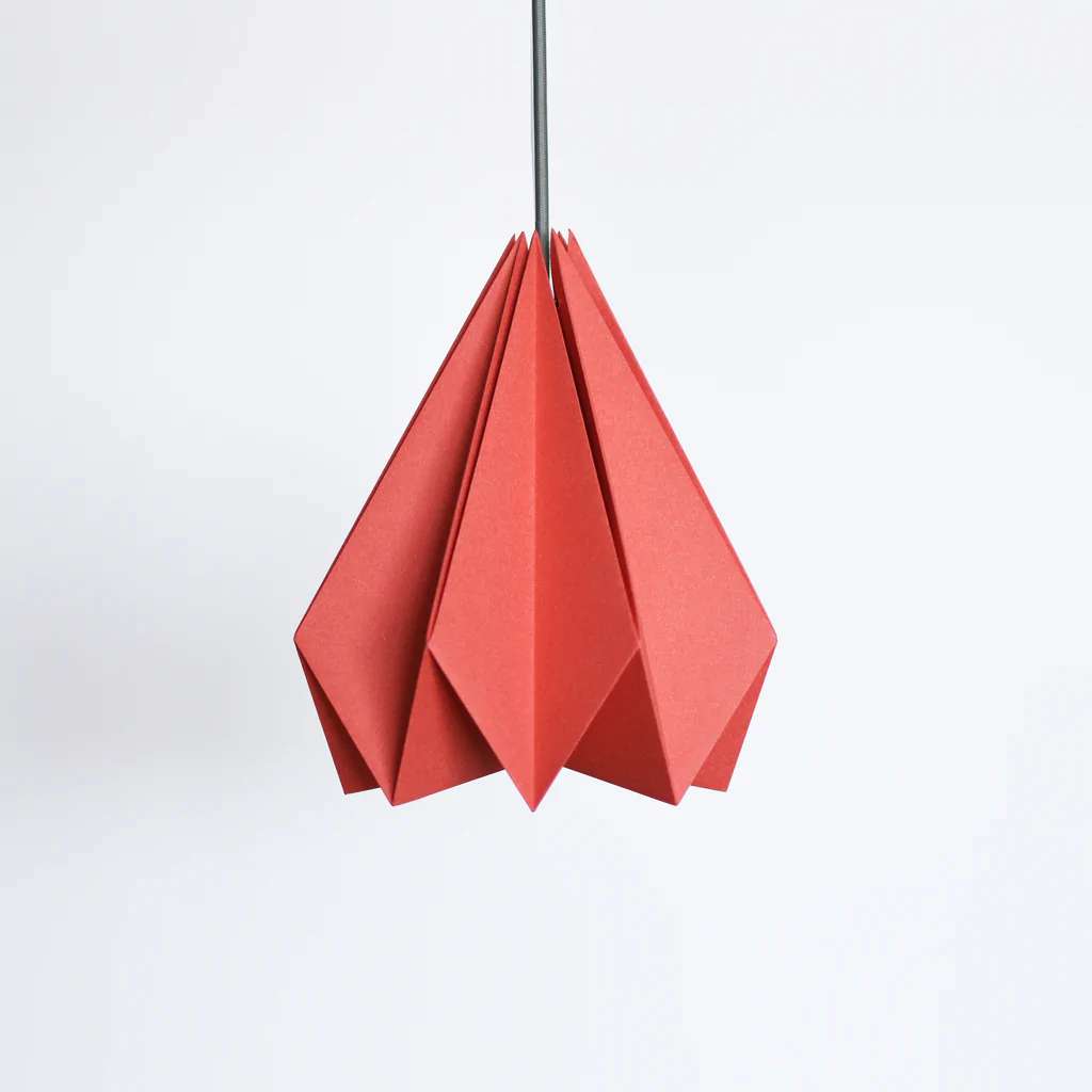 Red Paper Origami Lamp Shade; Vanilla Bliss Single Pack