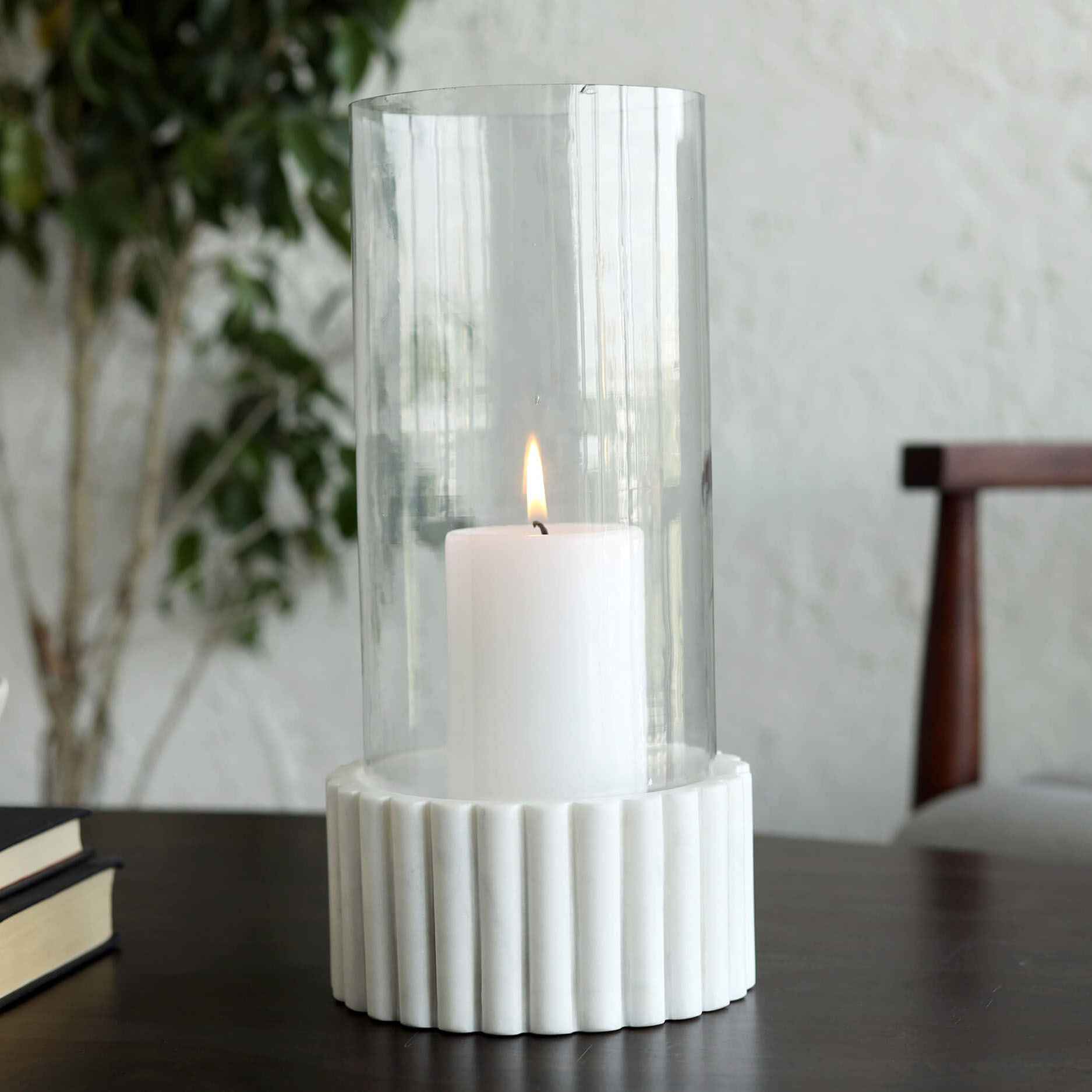 CANDLE HOLDER WITH CRYSTAL BALL-SM